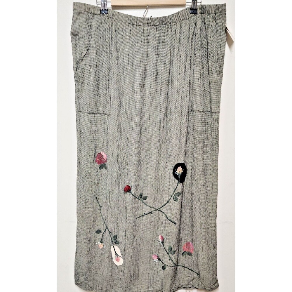 Vintage Bread The Stuff of Life Staley Gretzinger  Artwear Midi Green Skirt Sz 3